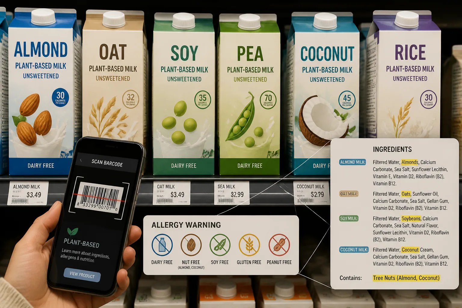 Plant-Based Milks: Hidden Allergen Risks, Processing Insights & Smart Scanning Tips